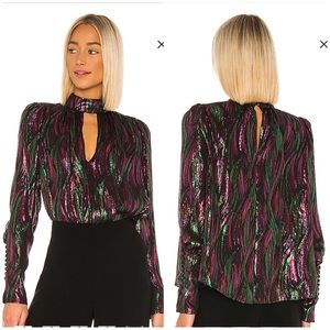 NEW SALONI TANIA TANYA BLACK RAINBOW OIL SPILL BLOUSE SIZE 4